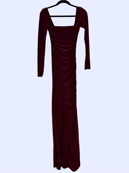 Club L London Dresses & Skirts - Club L London Burgundy Long Sleeve Square Neck Ruched Maxi Dress